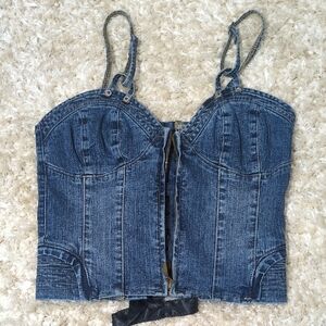 Blue Denim Corset Crop Top